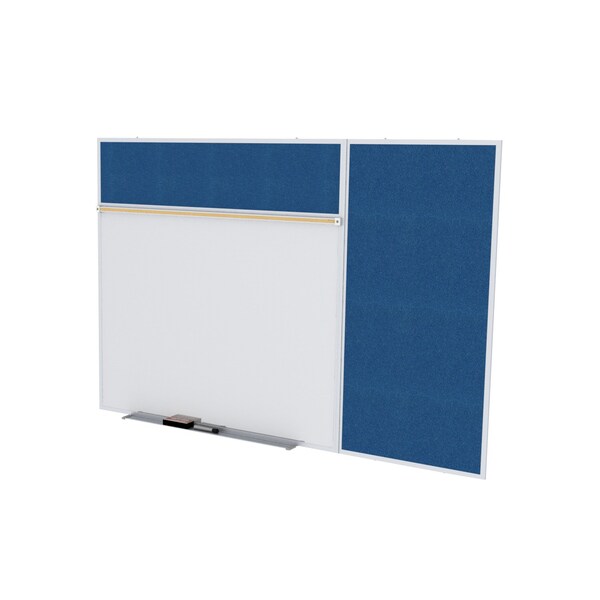 Combo Whiteboard/Bulletin, Mag Por/Vnyl, Styl B, 4 ft H x 10 ft W, Navy